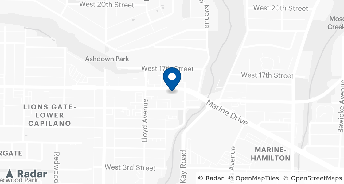 Map of Dairy Queen Location:: 1039 Marine Dr, North Vancouver, BC, V7P 1S6